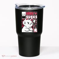 Love Sucks Funny Valentine's Day Angry Cat Meow Tumbler thumb 0