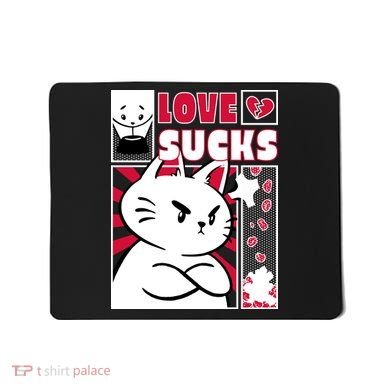 Love Sucks Funny Valentine's Day Angry Cat Meow Mousepad
