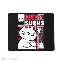 Love Sucks Funny Valentine's Day Angry Cat Meow Mousepad thumb 0