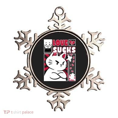 Love Sucks Funny Valentine's Day Angry Cat Meow Ornament