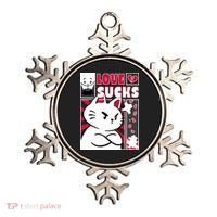 Love Sucks Funny Valentine's Day Angry Cat Meow Ornament thumb 0