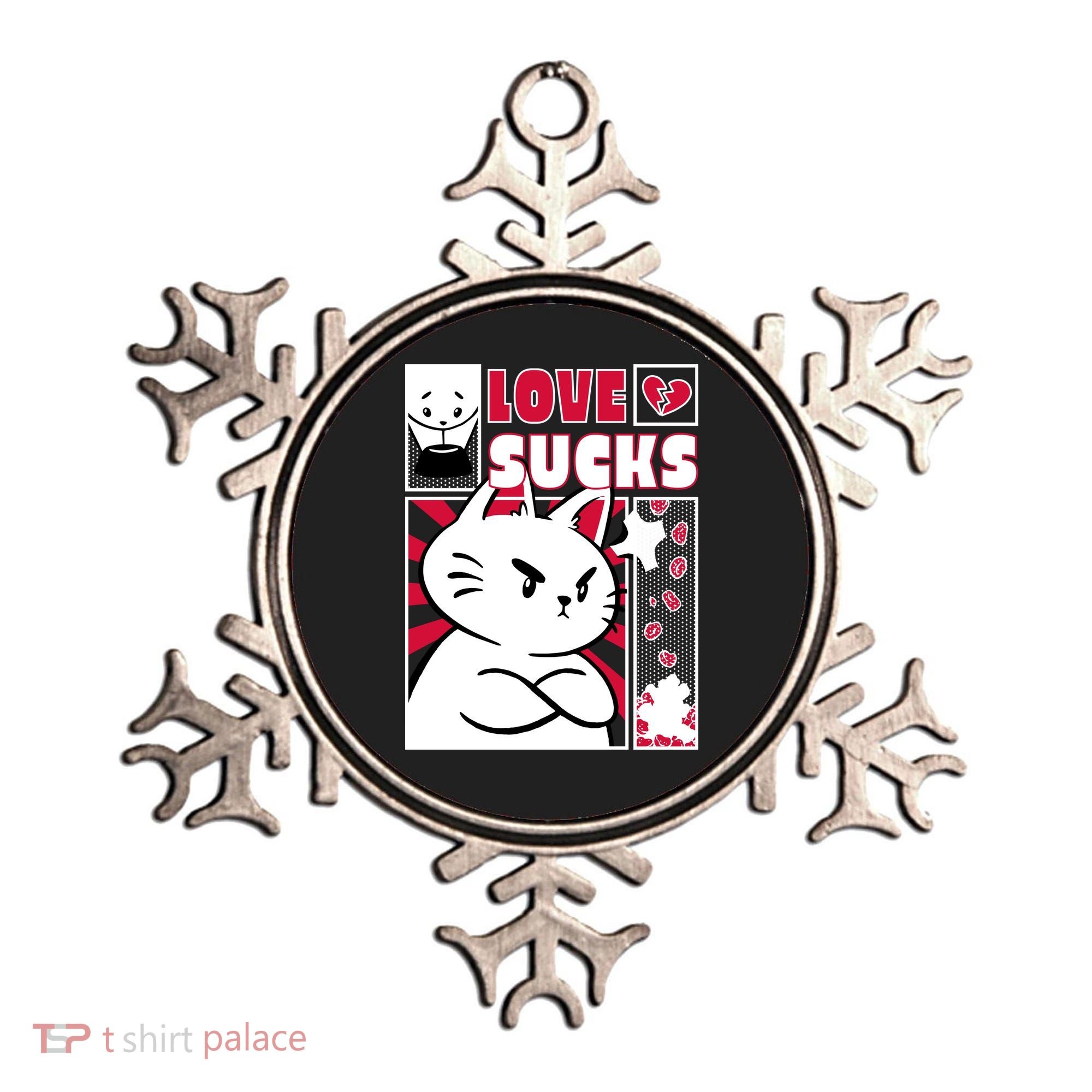 Love Sucks Funny Valentine's Day Angry Cat Meow Ornament