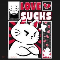 Love Sucks Funny Valentine's Day Angry Cat Meow Baby Bodysuit thumb 2