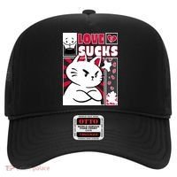 Love Sucks Funny Valentine's Day Angry Cat Meow Hat thumb 0
