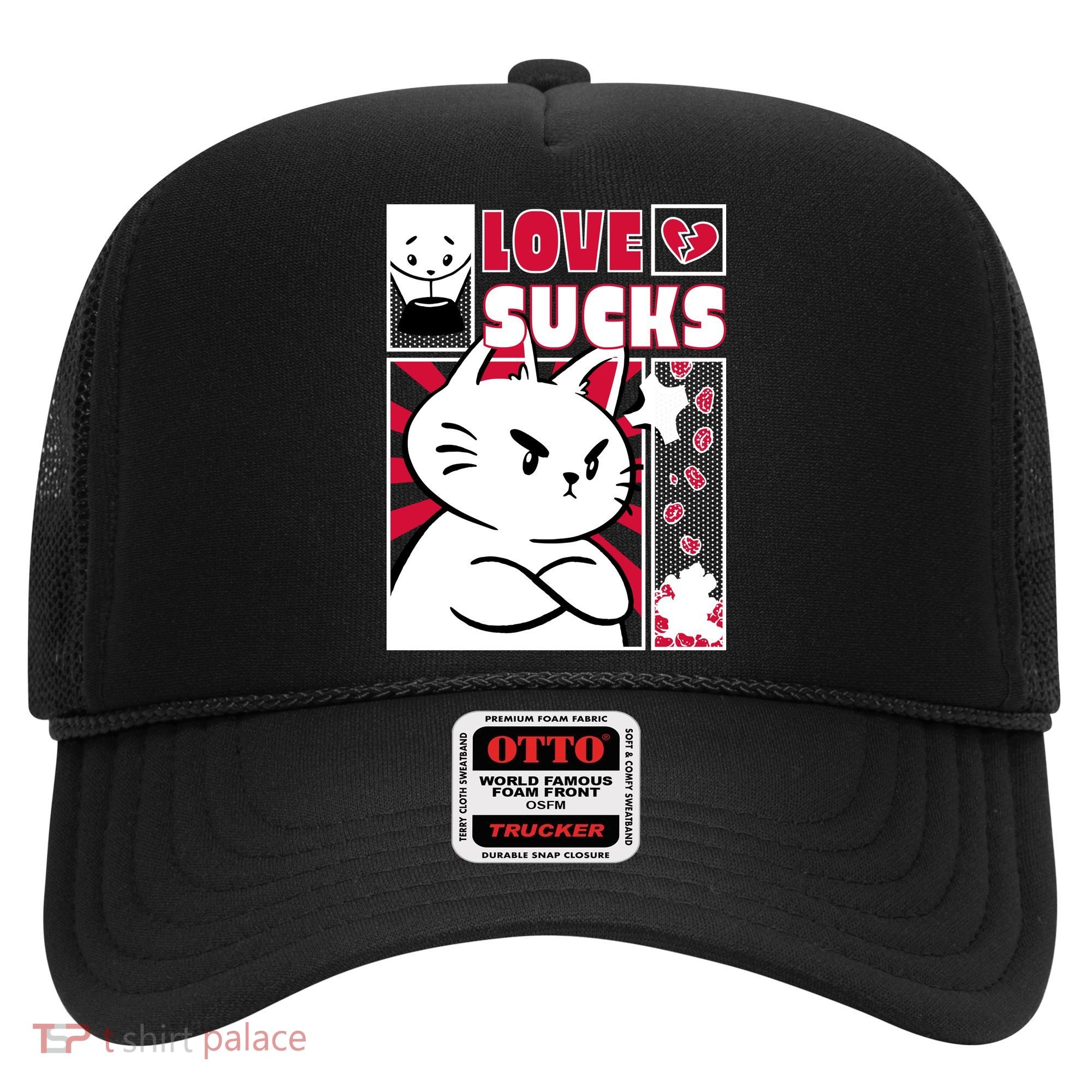 Love Sucks Funny Valentine's Day Angry Cat Meow Hat
