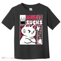 Love Sucks Funny Valentine's Day Angry Cat Meow Toddler T-Shirt thumb 0