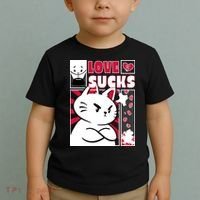 Love Sucks Funny Valentine's Day Angry Cat Meow Toddler T-Shirt thumb 2