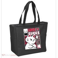 Love Sucks Funny Valentine's Day Angry Cat Meow Tote Bag thumb 2