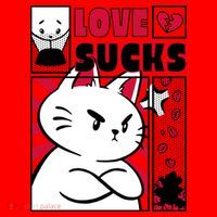 Love Sucks Funny Valentine's Day Angry Cat Meow Santa Hat thumb 1