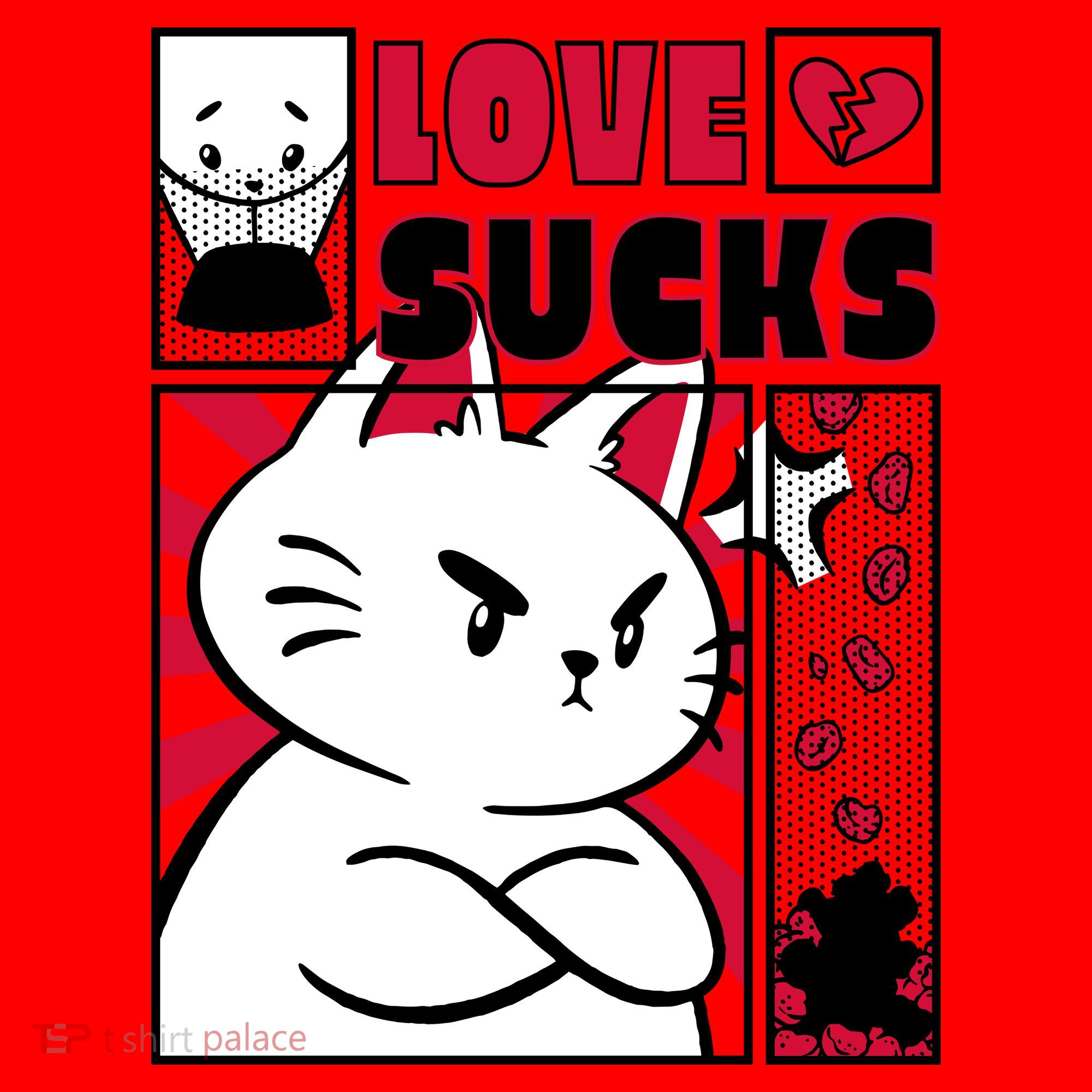 Love Sucks Funny Valentine's Day Angry Cat Meow Santa Hat