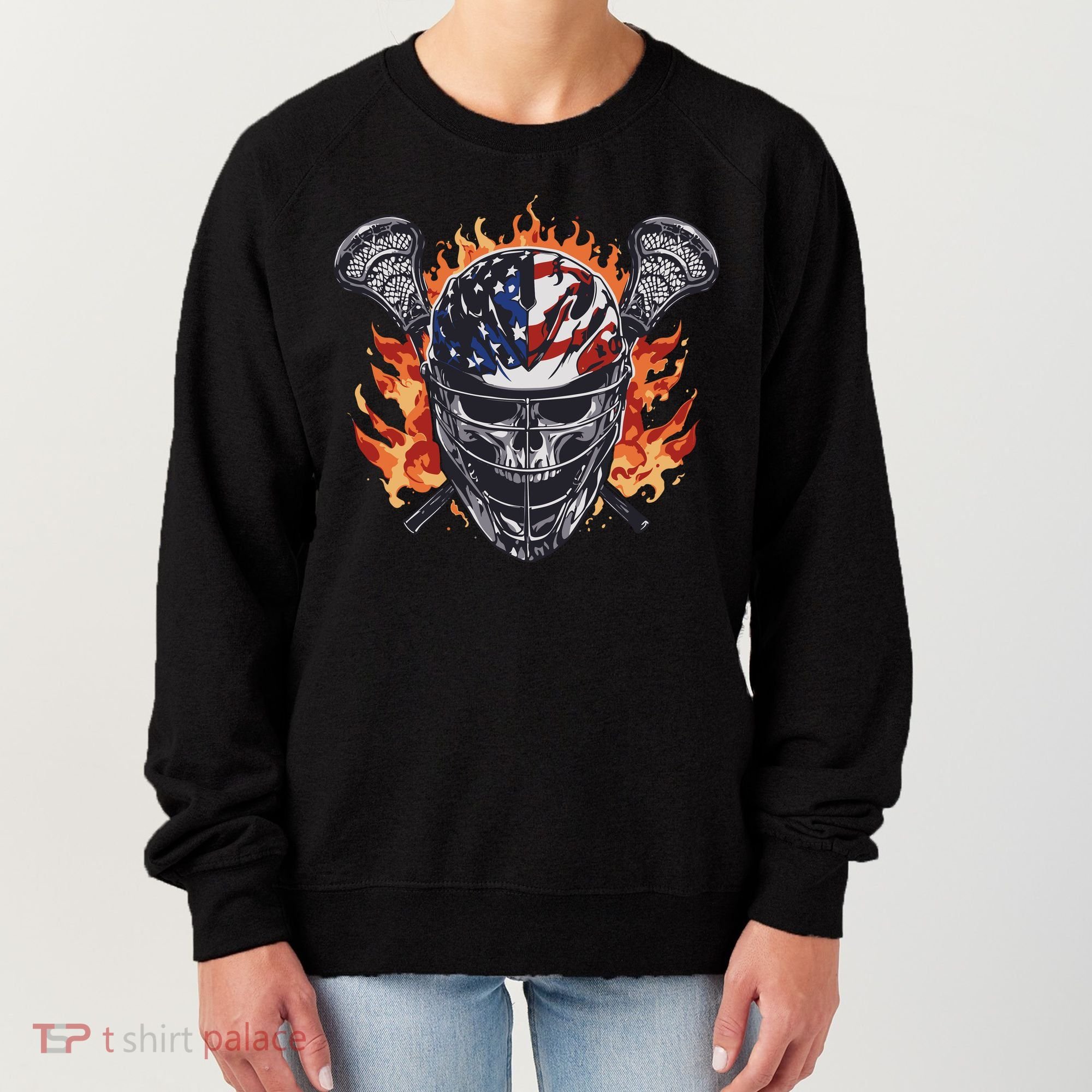 Lacrosse Skull Flames Women's Sweatshirt