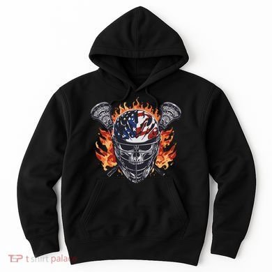 Lacrosse Skull Flames Hoodie
