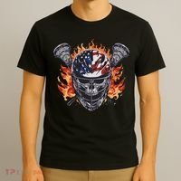 Lacrosse Skull Flames T-Shirt thumb 3