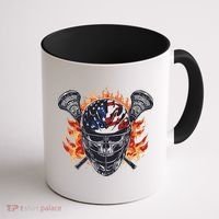 Lacrosse Skull Flames Coffee Mug thumb 1