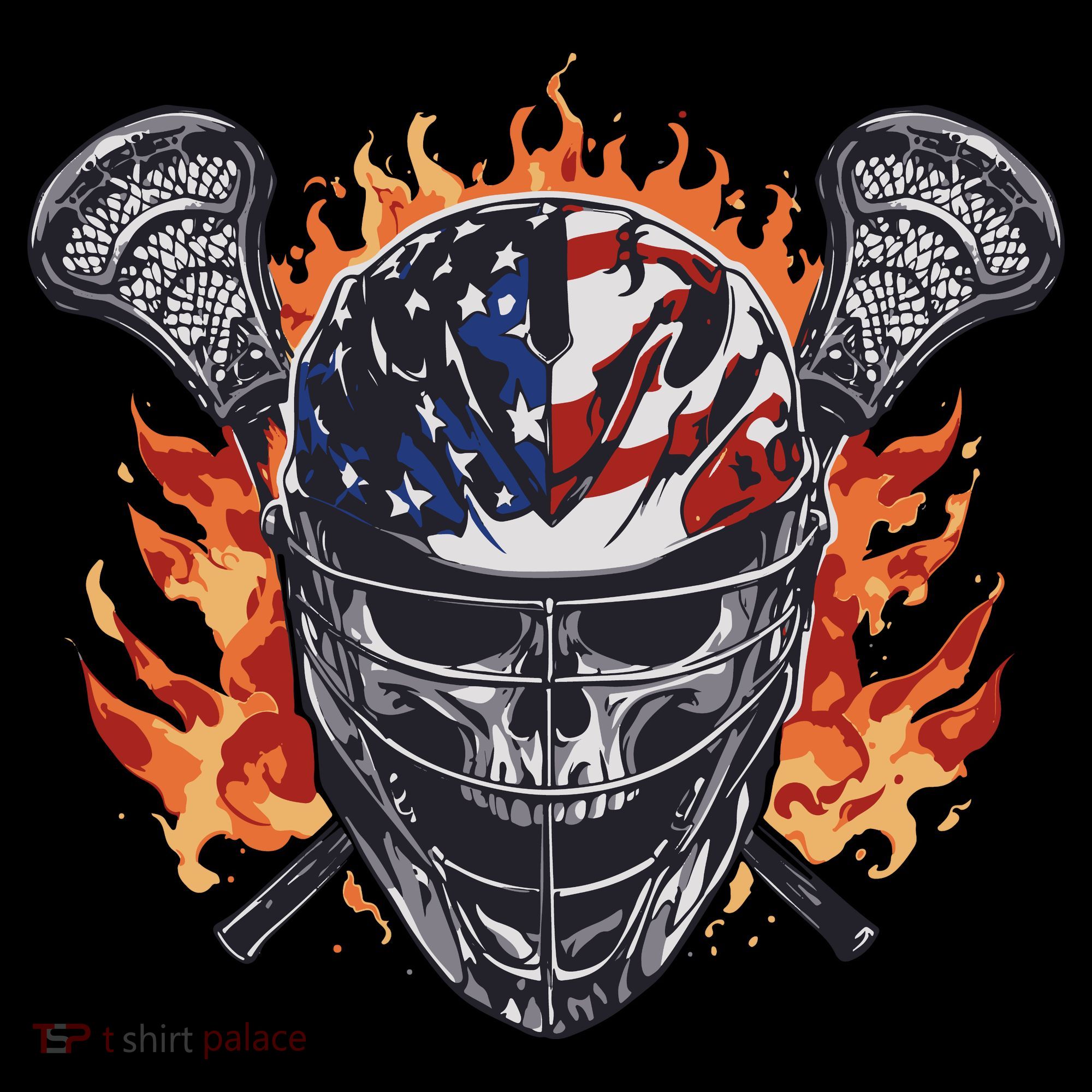 Lacrosse Skull Flames Coffee Mug