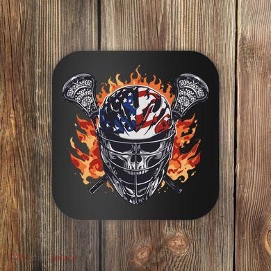 Lacrosse Skull Flames Coaster