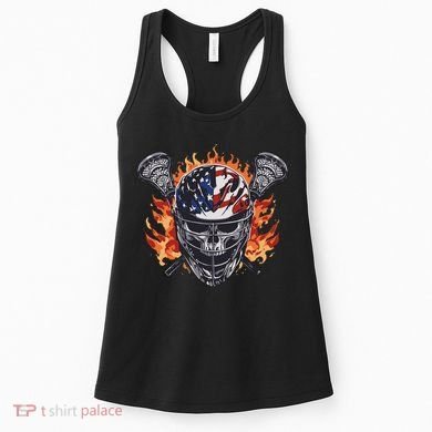 Lacrosse Skull Flames Women's Tank Top
