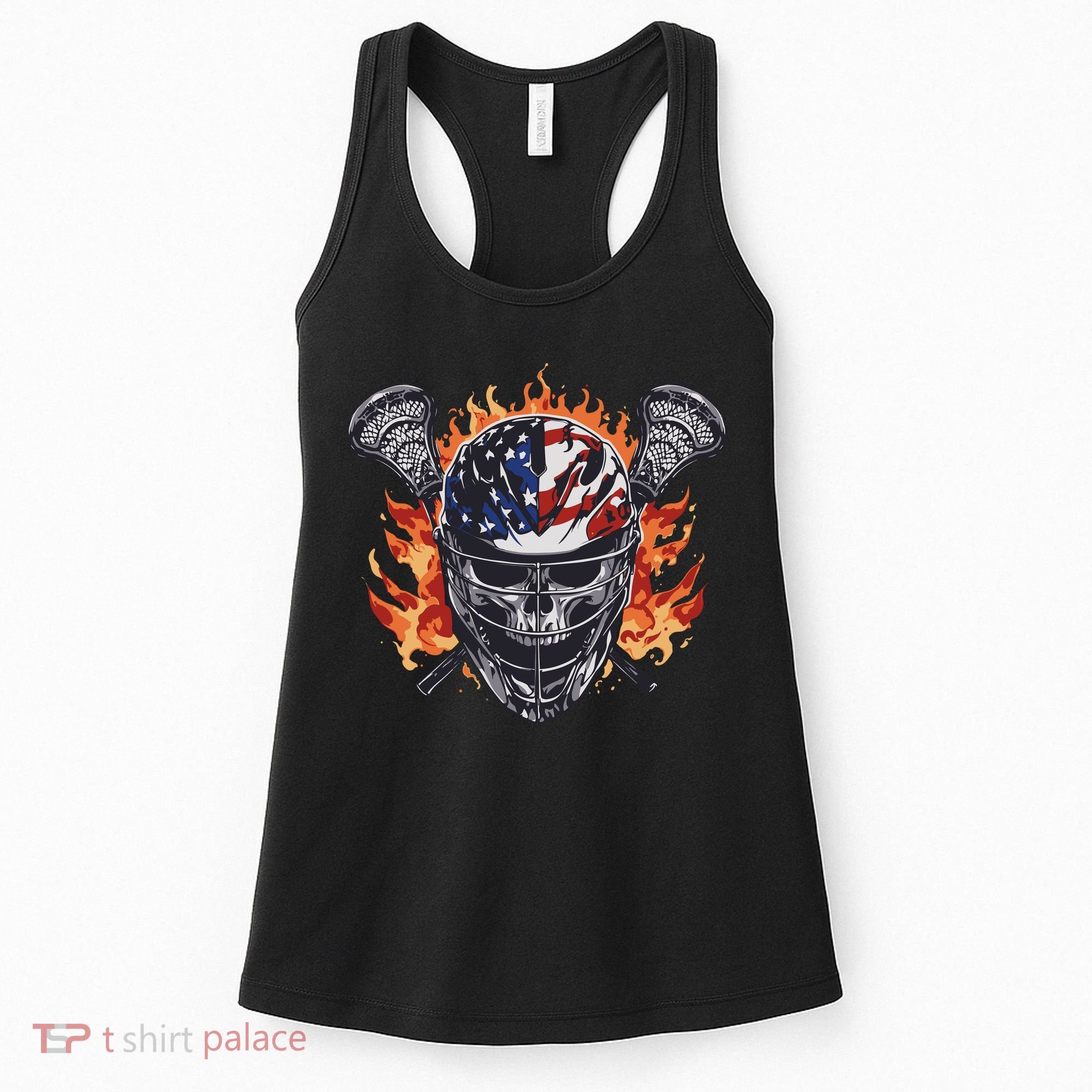 Lacrosse Skull Flames Women's Tank Top