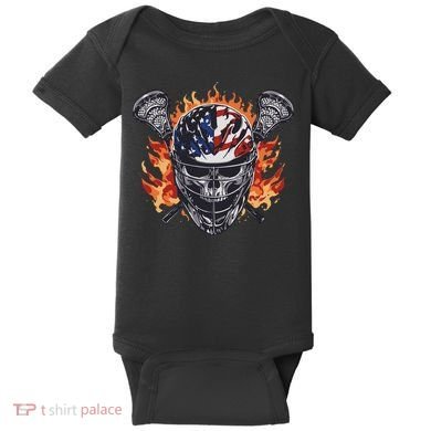 Lacrosse Skull Flames Baby Bodysuit
