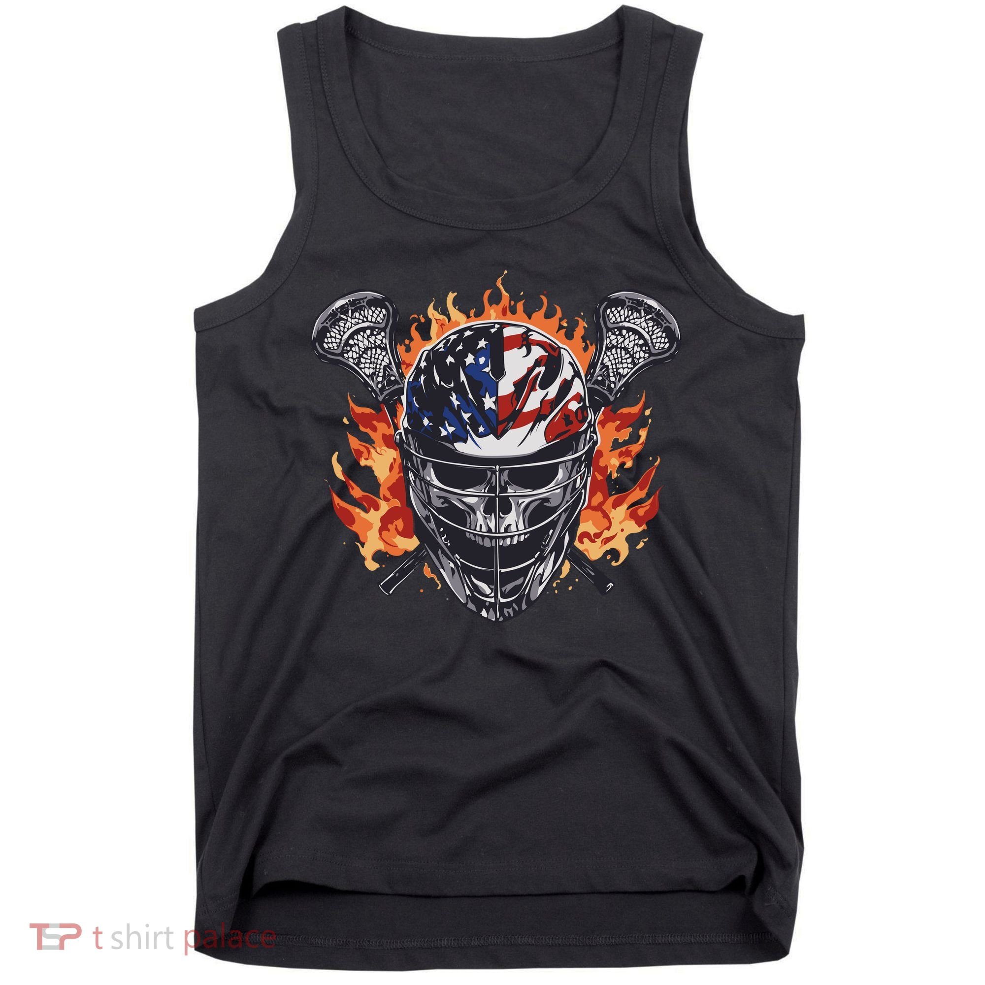 Lacrosse Skull Flames Tank Top