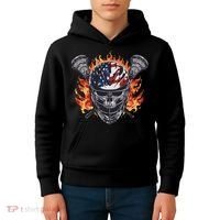 Lacrosse Skull Flames Kids Hoodie thumb 4