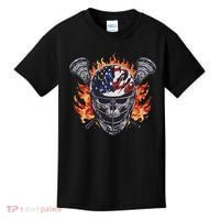 Lacrosse Skull Flames Kids T-Shirt thumb 0