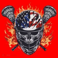 Lacrosse Skull Flames Santa Hat thumb 1