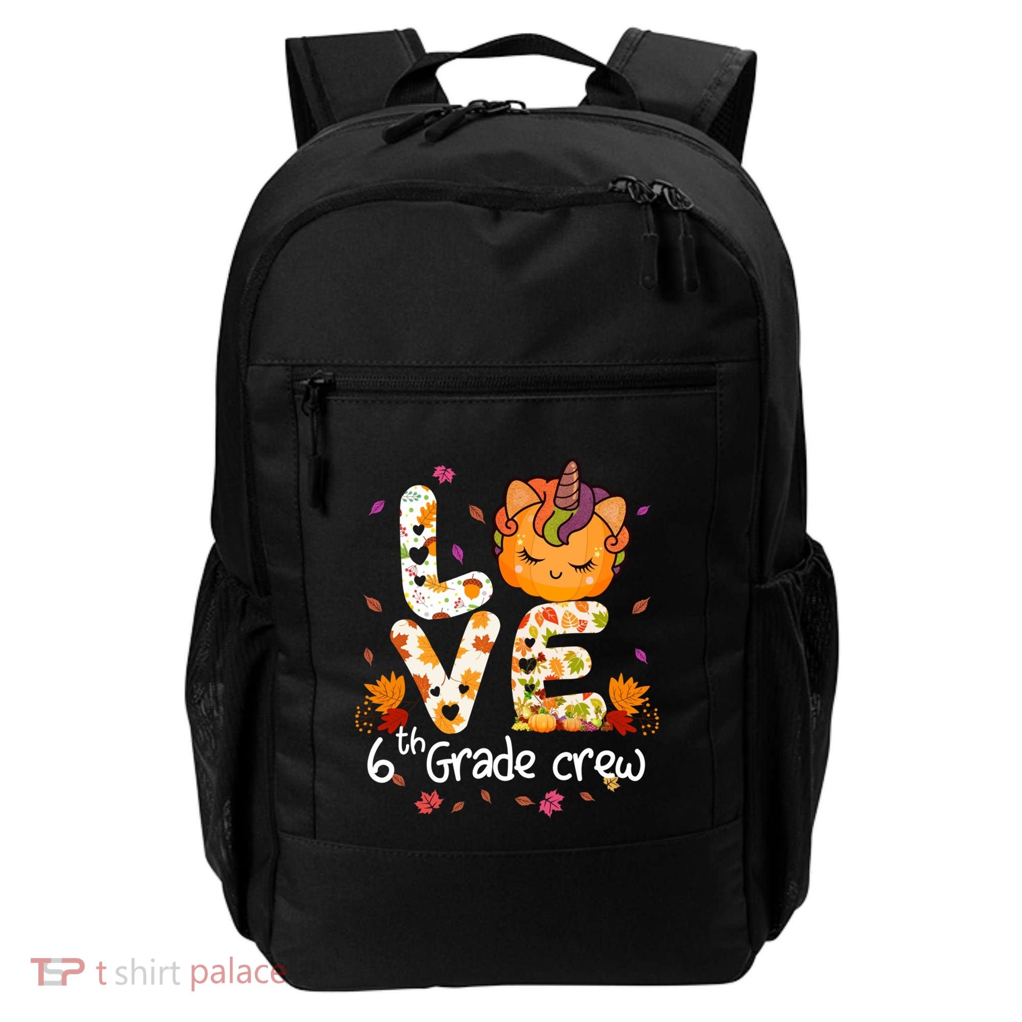 Love Sixth Grade Crew Unicorn Pumpkin 6Th Grade Funny Gift Backpack