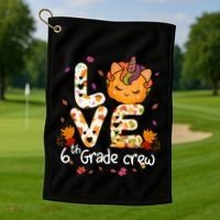 Love Sixth Grade Crew Unicorn Pumpkin 6Th Grade Funny Gift Golf Towel thumb 1