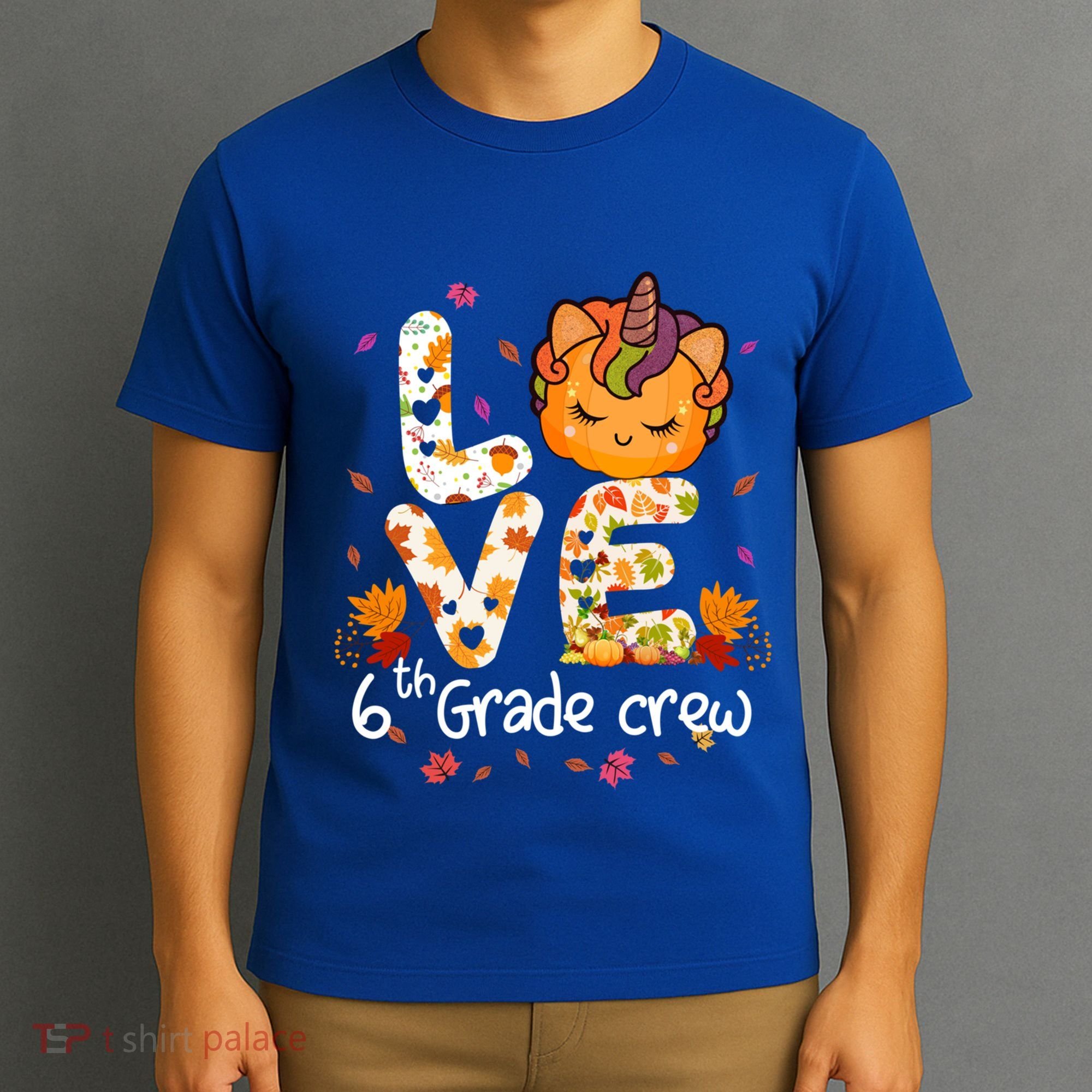 Love Sixth Grade Crew Unicorn Pumpkin 6Th Grade Funny Gift T-Shirt