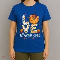 Love Sixth Grade Crew Unicorn Pumpkin 6Th Grade Funny Gift T-Shirt thumb 4