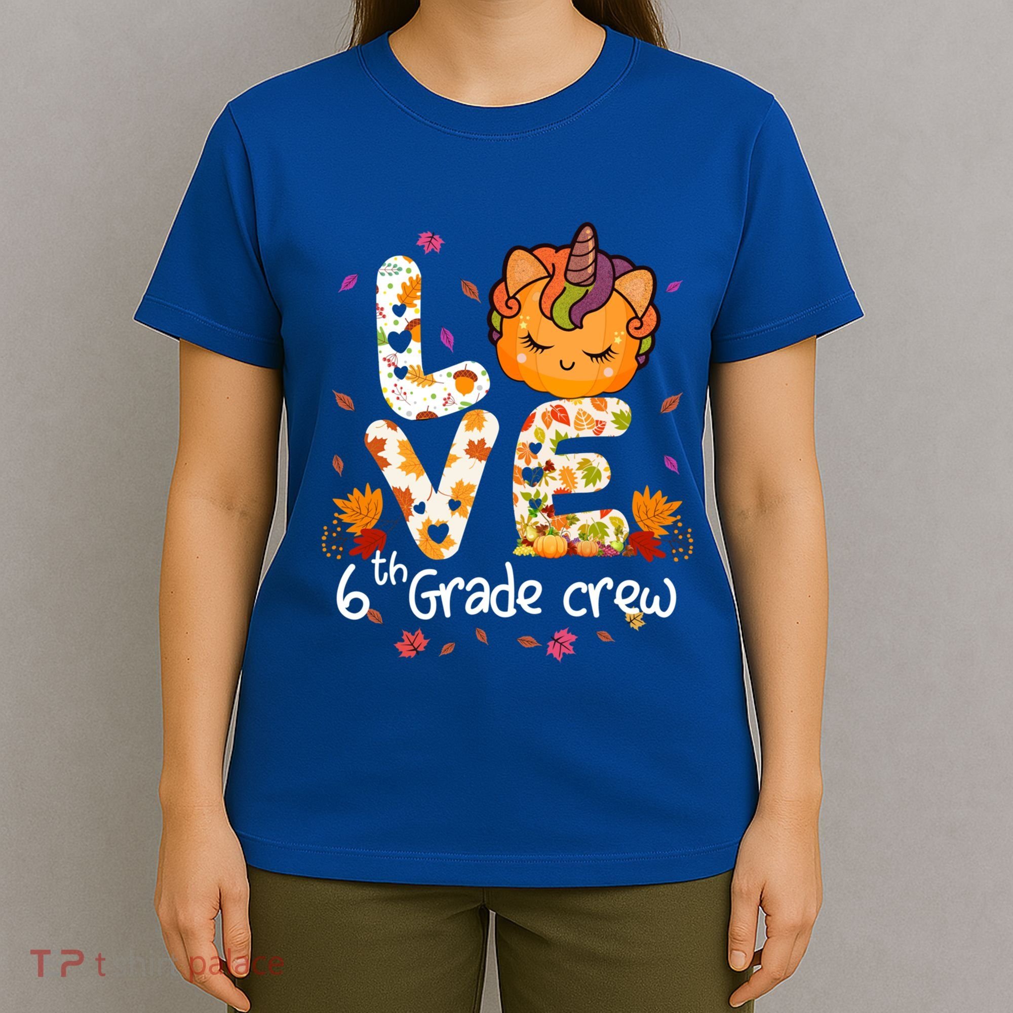 Love Sixth Grade Crew Unicorn Pumpkin 6Th Grade Funny Gift T-Shirt
