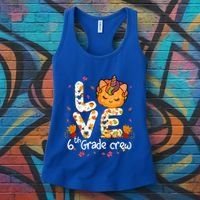 Love Sixth Grade Crew Unicorn Pumpkin 6Th Grade Funny Gift Women's Tank Top thumb 3