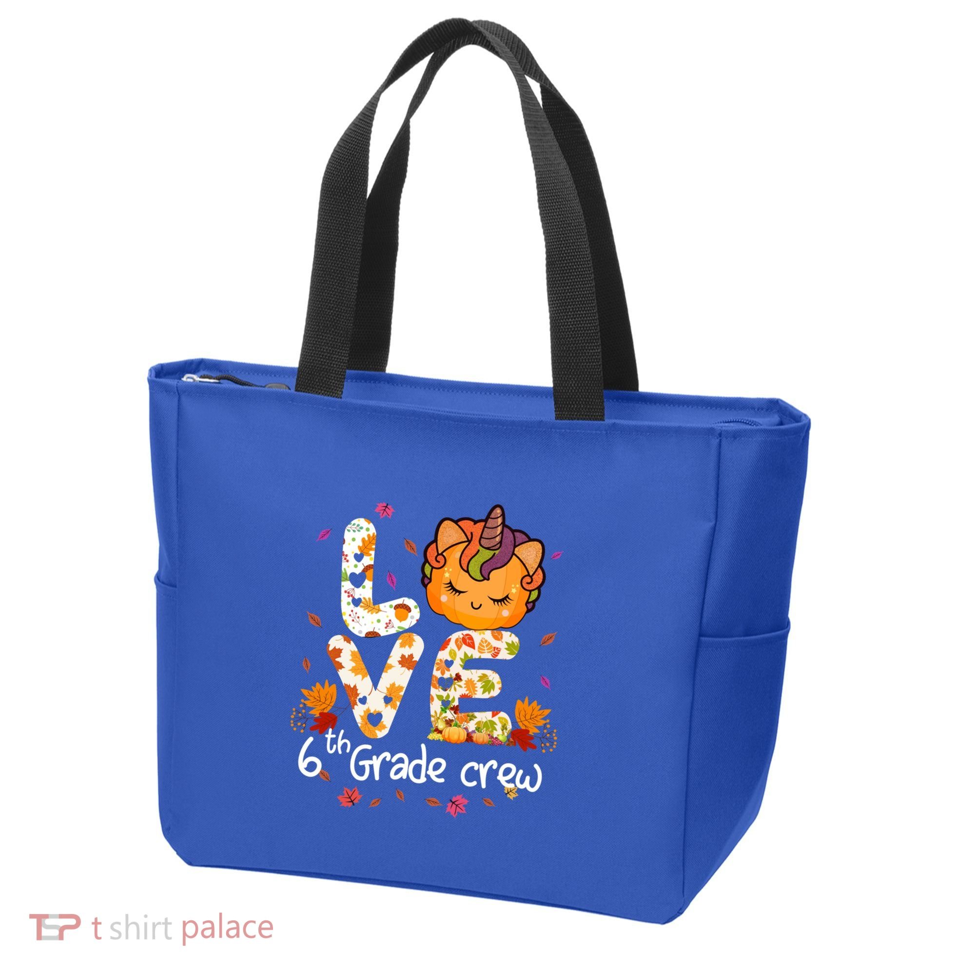 Love Sixth Grade Crew Unicorn Pumpkin 6Th Grade Funny Gift Tote Bag