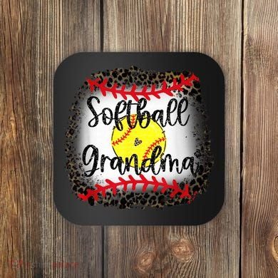 Leopard Softball Grandma - Softball Grandma Coaster