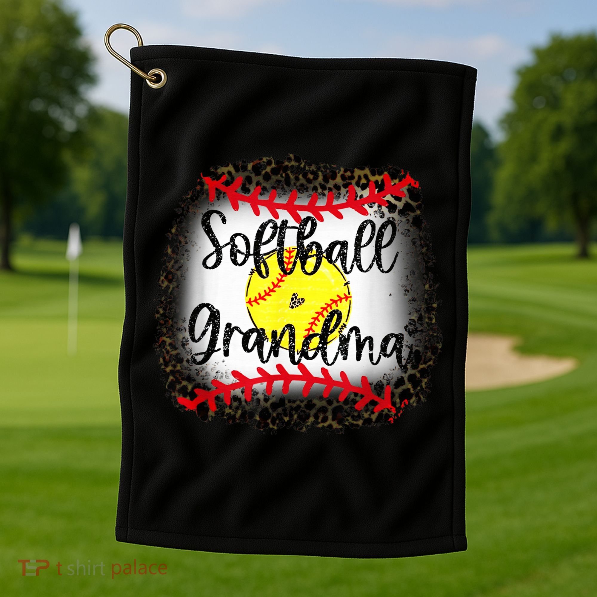 Leopard Softball Grandma - Softball Grandma Golf Towel