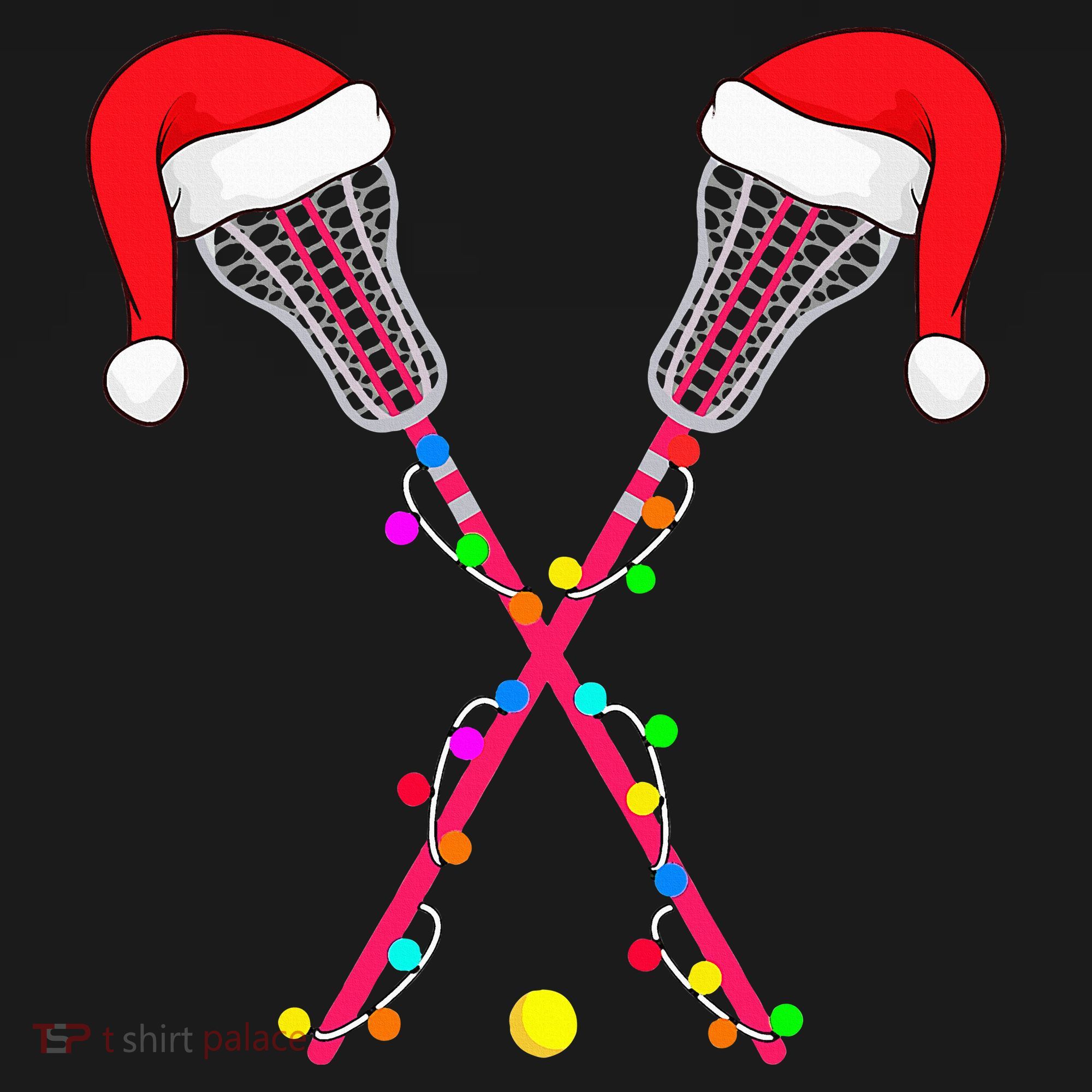 Lacrosse Santa Hat Christmas Lights Funny Sport Xmas Women's Hoodie
