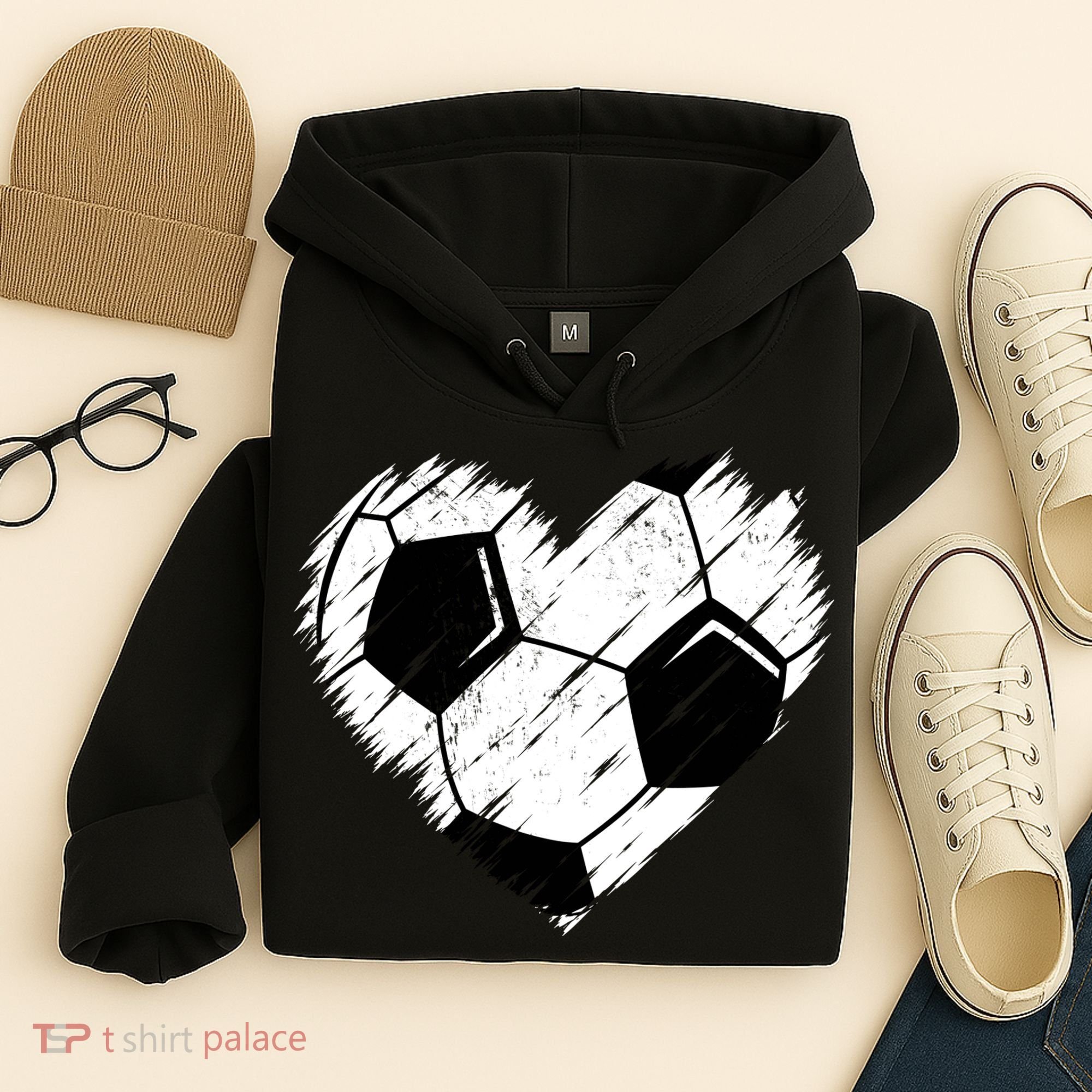 Love Soccer Heart Graphic Hoodie