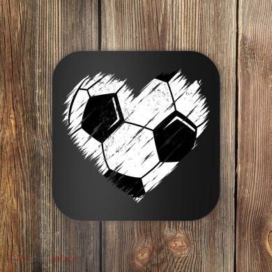 Love Soccer Heart Graphic Coaster