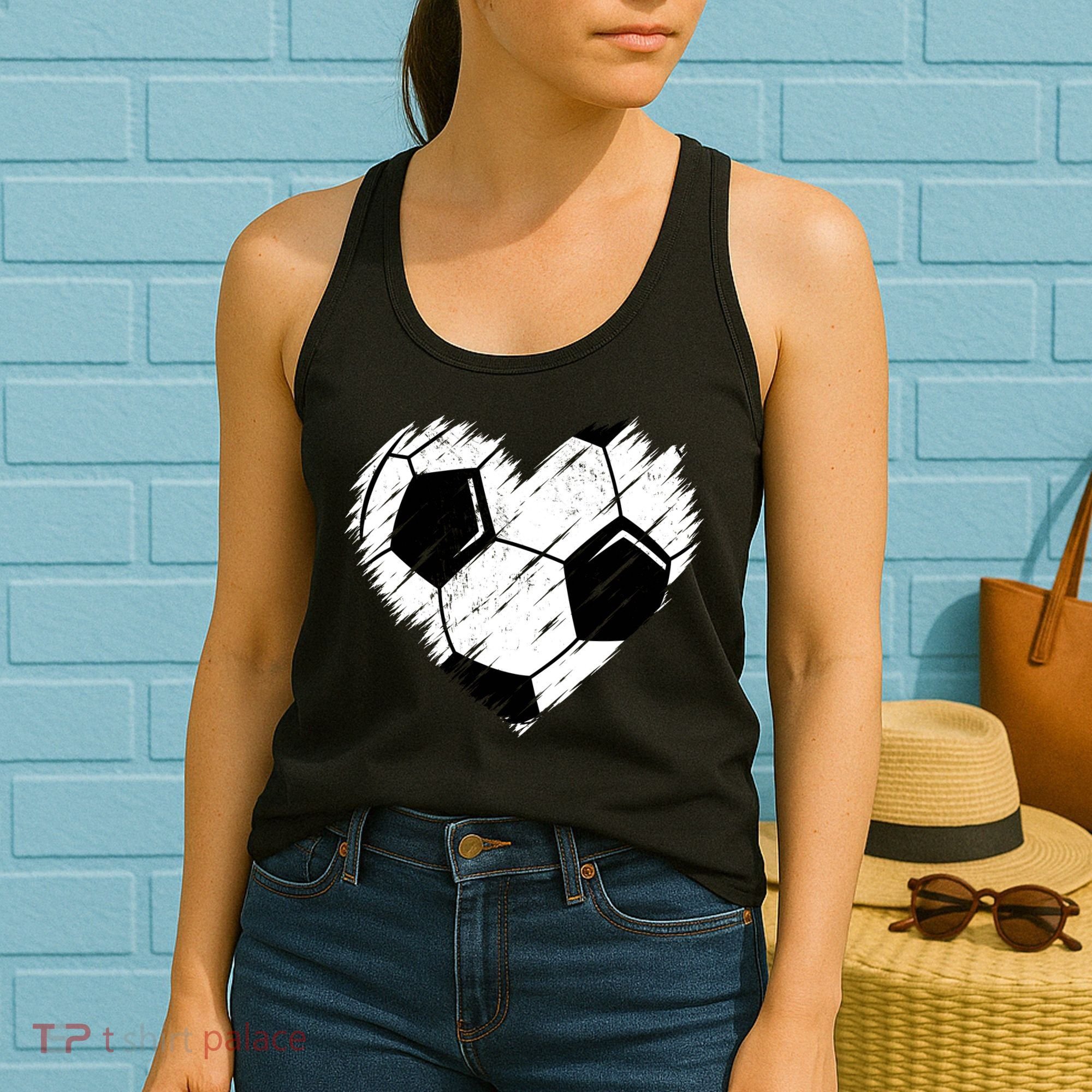 Love Soccer Heart Graphic Women's Tank Top