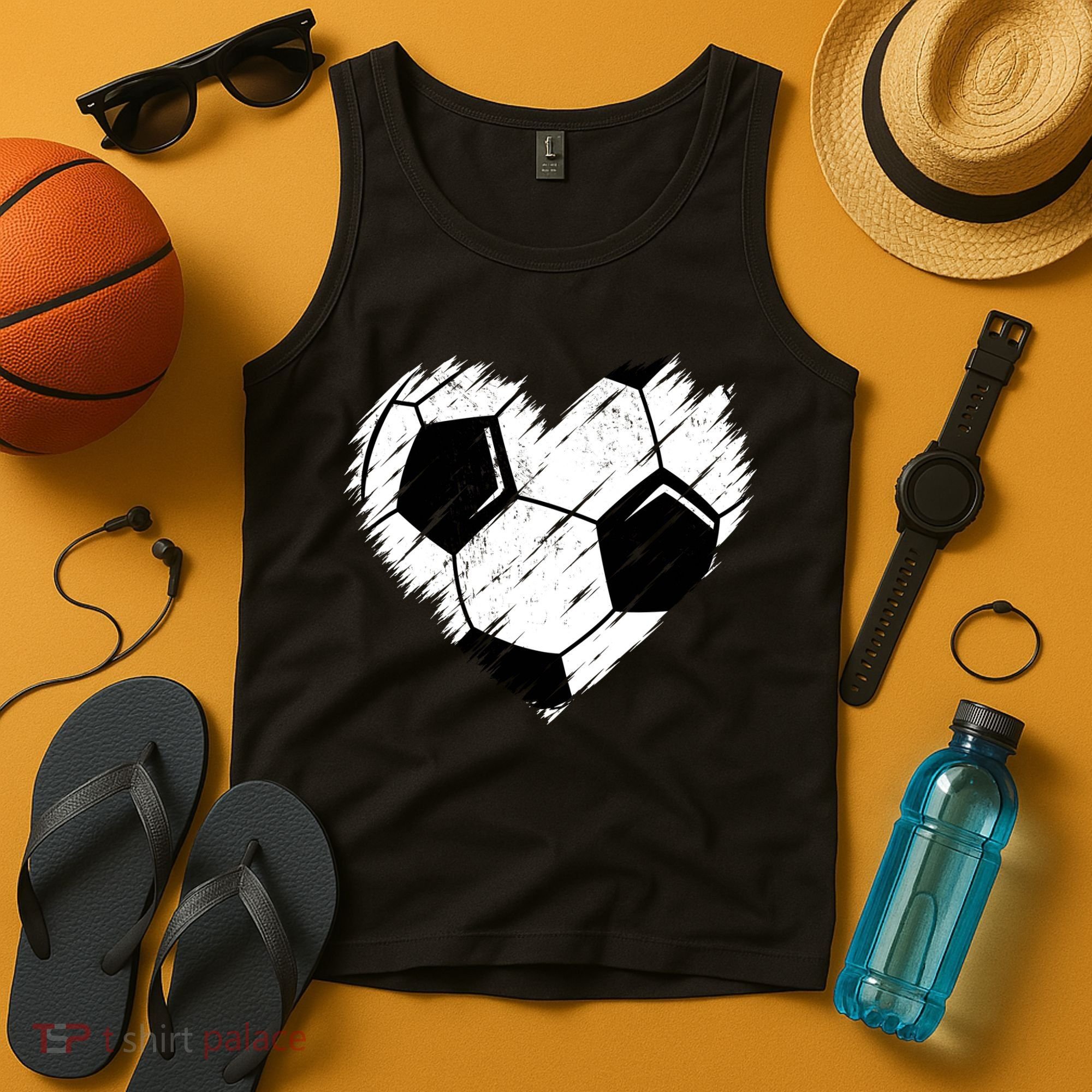 Love Soccer Heart Graphic Tank Top
