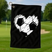 Love Soccer Heart Graphic Golf Towel thumb 1