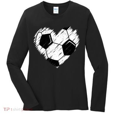 Love Soccer Heart Graphic Women's Long Sleeve Shirt