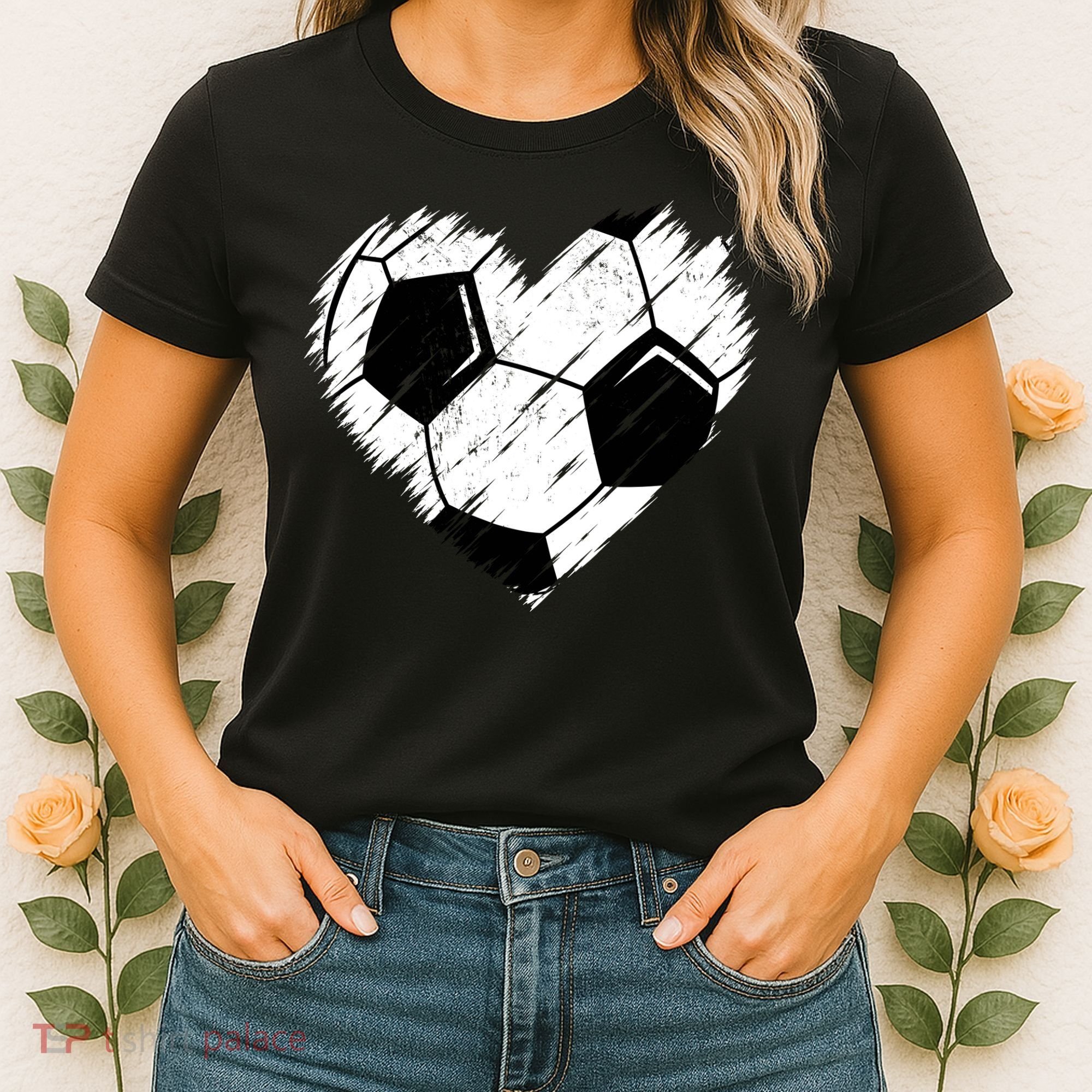 Love Soccer Heart Graphic Women's T-Shirt