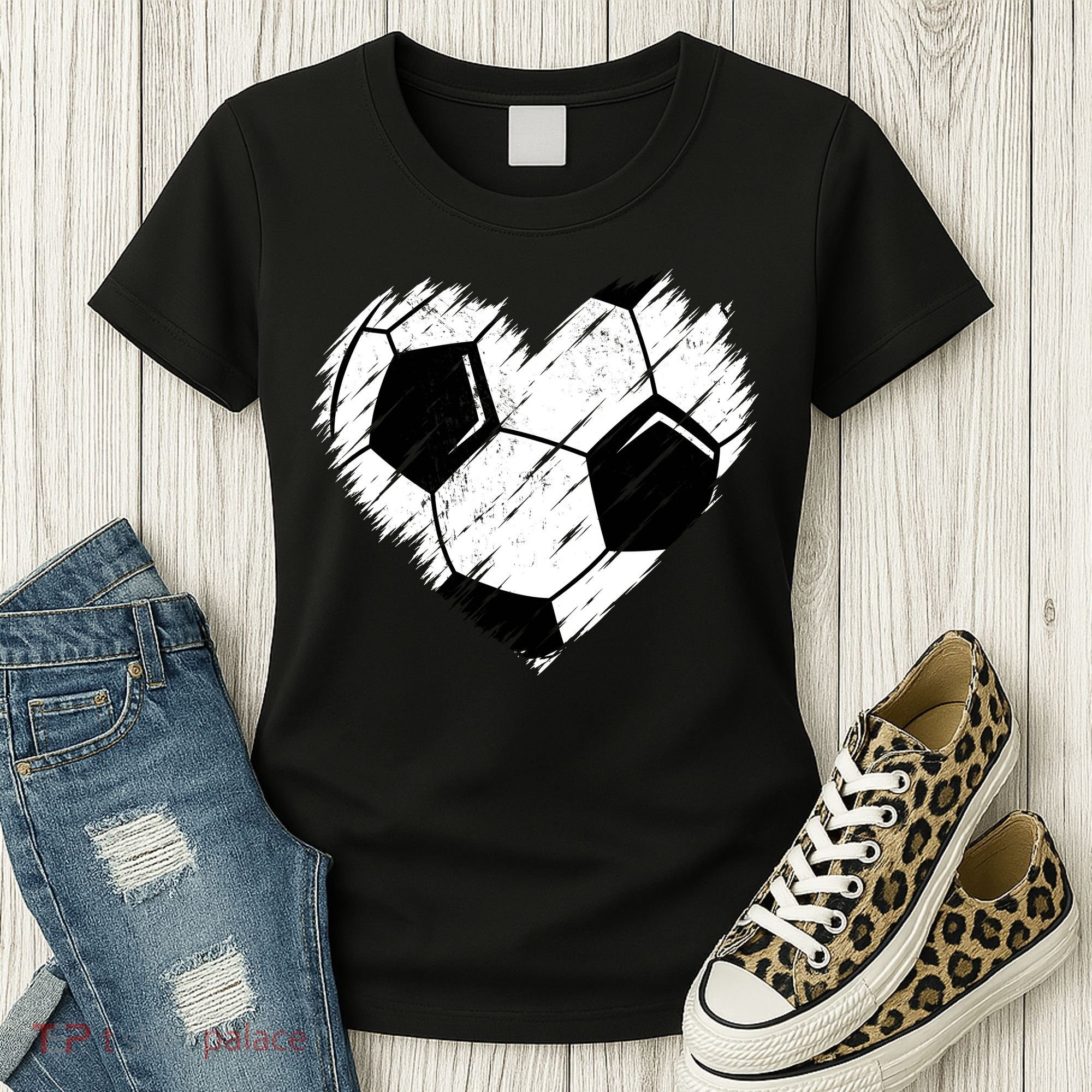 Love Soccer Heart Graphic Women's T-Shirt