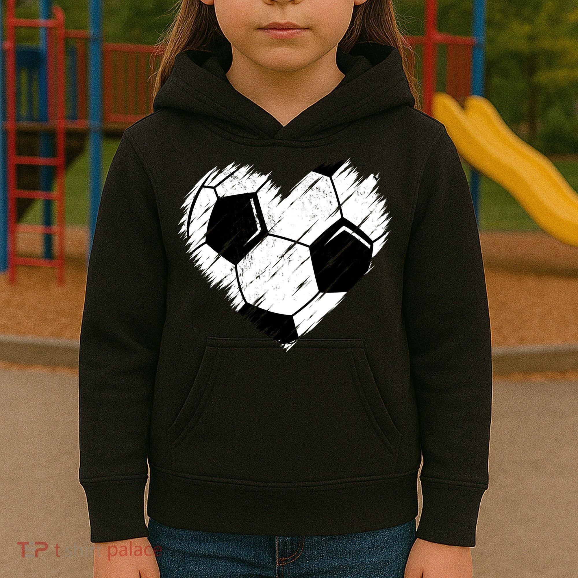 Love Soccer Heart Graphic Kids Hoodie