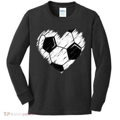 Love Soccer Heart Graphic Kids Long Sleeve Shirt