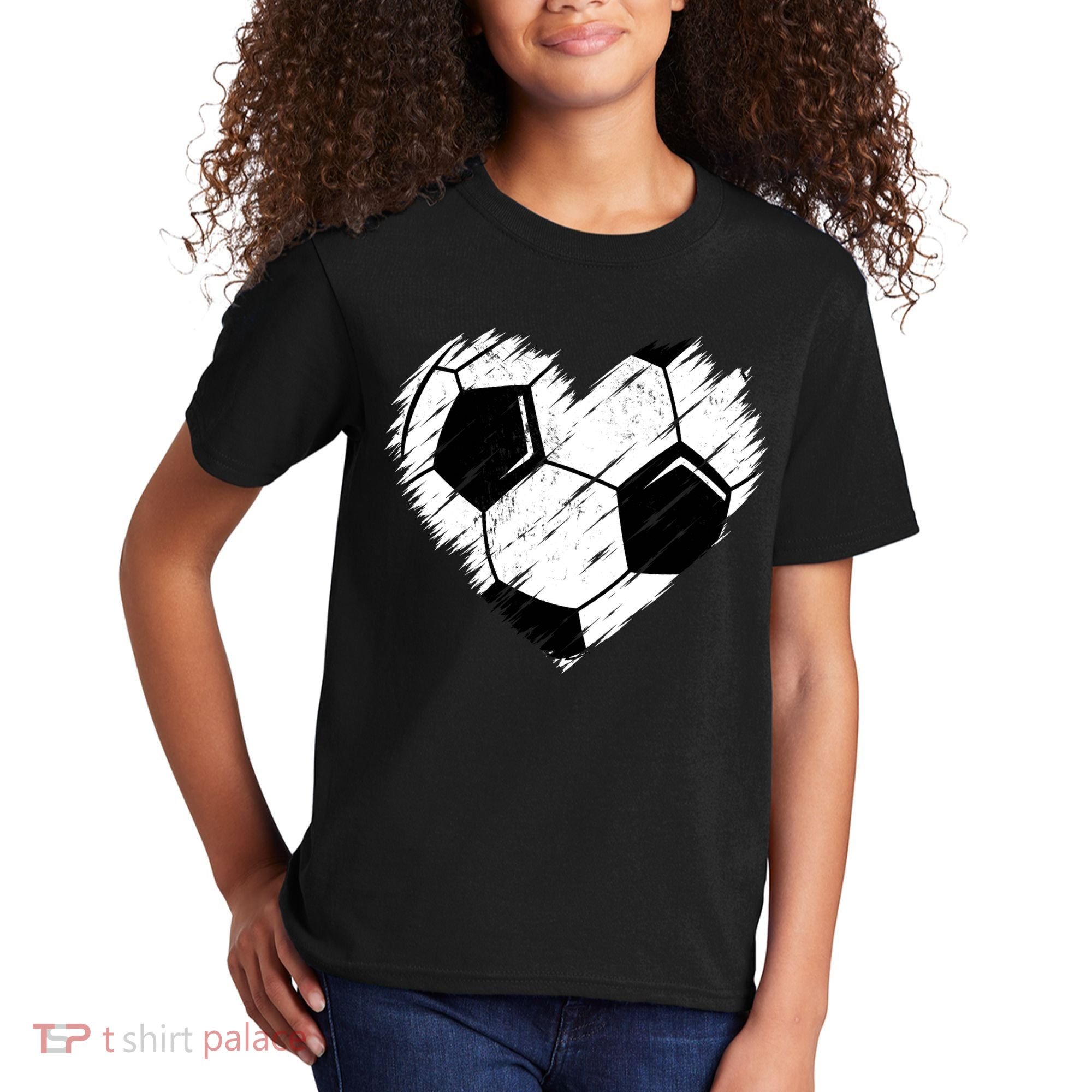 Love Soccer Heart Graphic Kids T-Shirt