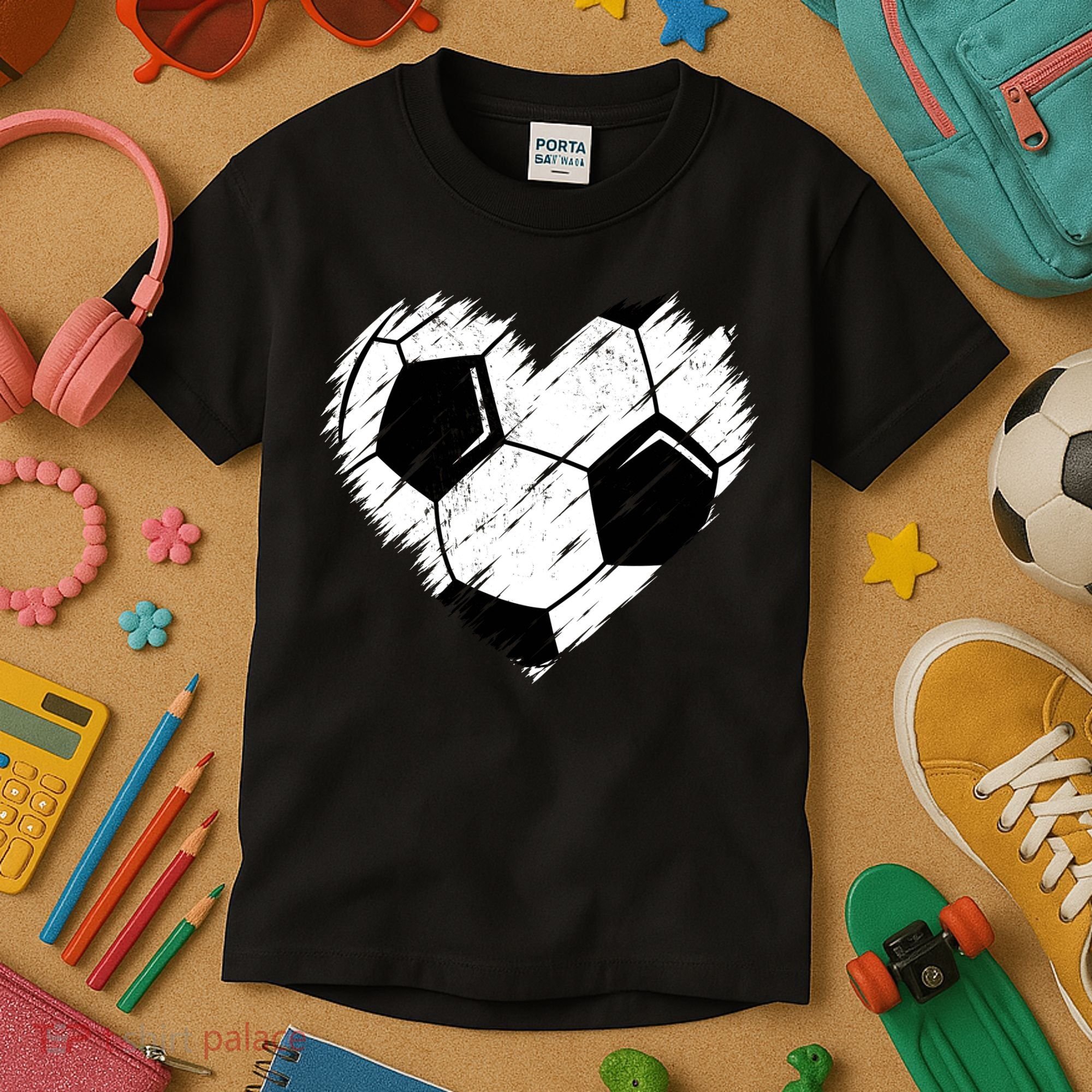 Love Soccer Heart Graphic Kids T-Shirt