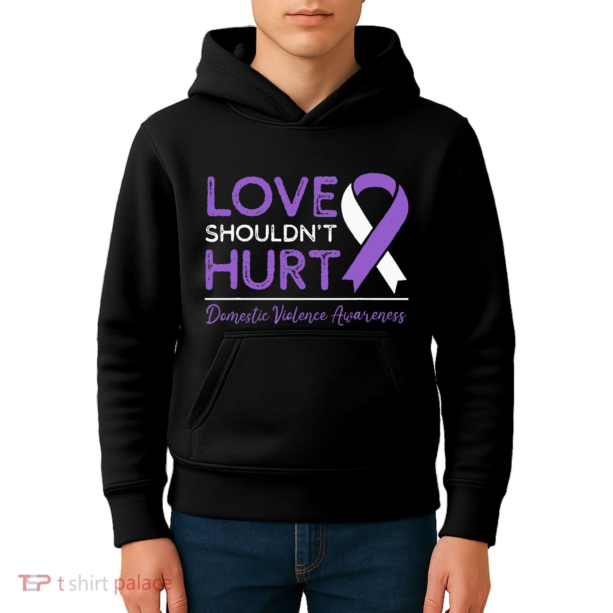 Love Shouldn't Hurt Domestic Violence Awareness  Kids Hoodie
